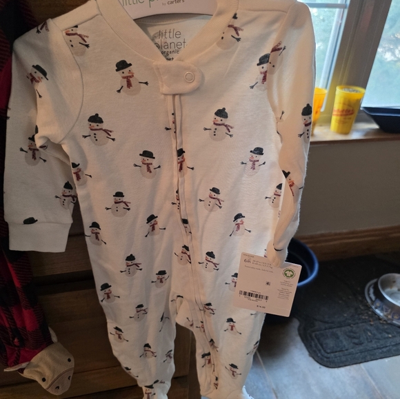 Adorable Baby Onesie Set with Snowman and Plaid Designs- Set Of 4 - Picture 4 of 5